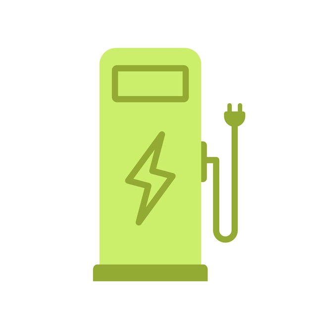 Ev-opladersymbool voor elektrische auto's, elektromobiel, hernieuwbare energieconcept Vlakke stijl