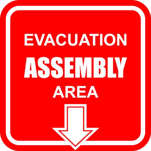 Evacuation Assembly area, sign and sticker vector