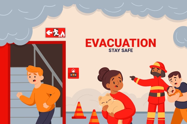 Vector evacuation background in flat design