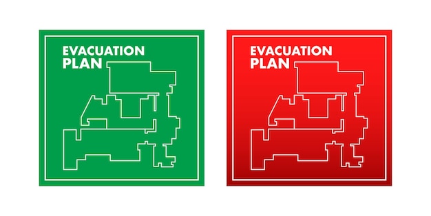 Piano di evacuazione dell'edificio in caso di incendio illustrazione vettoriale di sicurezza antincendio