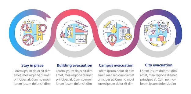 Vector evacuation types loop infographic template