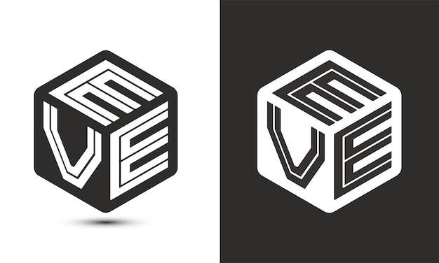 EVE letter logo design with illustrator cube logo vector logo modern alphabet font overlap style