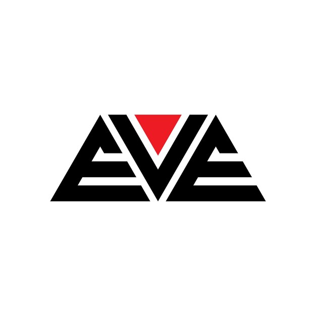 삼각형 모양의 EVE 삼각형 로고 디자인 모노그램, 빨간색의 EVE 사각형 로그 템플릿, 우아하고 고급스러운 EVE 로고