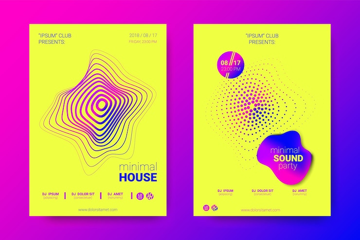 Vector evenement van house of techno muziek dj flyers collectie