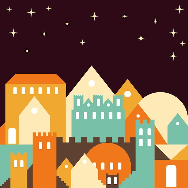 Evening city. Abstract card background. Coffee theme colors.