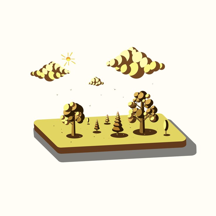 Vector evening natural scenery vector illustration