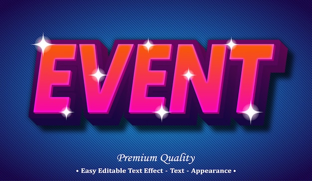 Vector event 3d editable text style effect