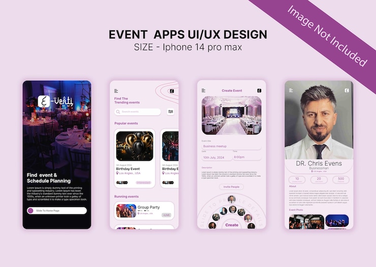 Vector event management apps ui design