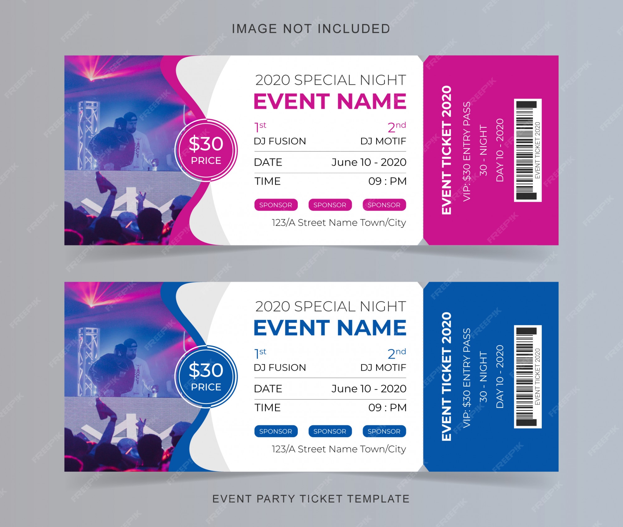 Premium Vector Event party ticket template Premium Vector Event party ticket template