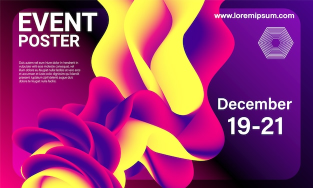 Event poster. Party background. Fluid flow. 