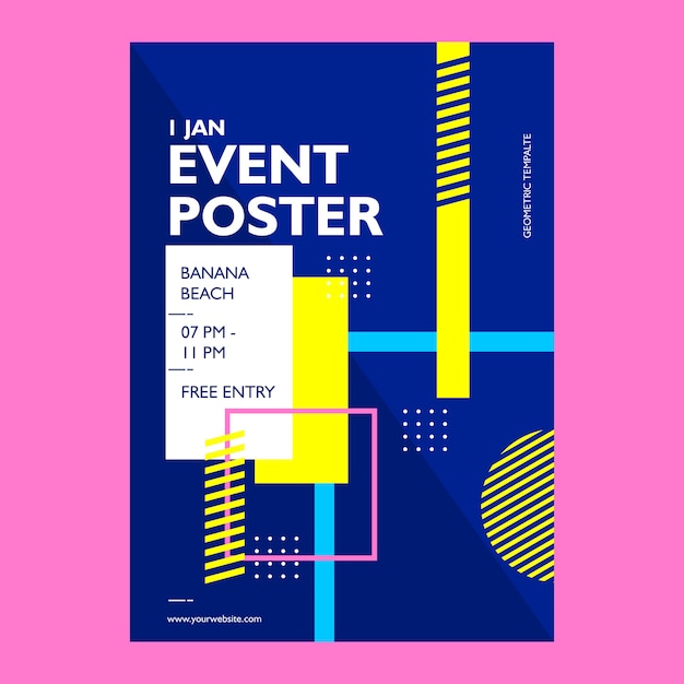 Vector event poster template with geometric shape