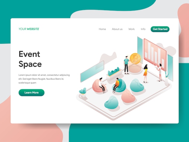Vector event space isometric illustration. landing page