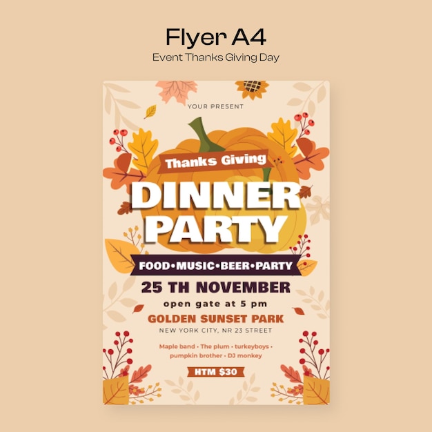 Event Thanks Giving Day Flyer Template