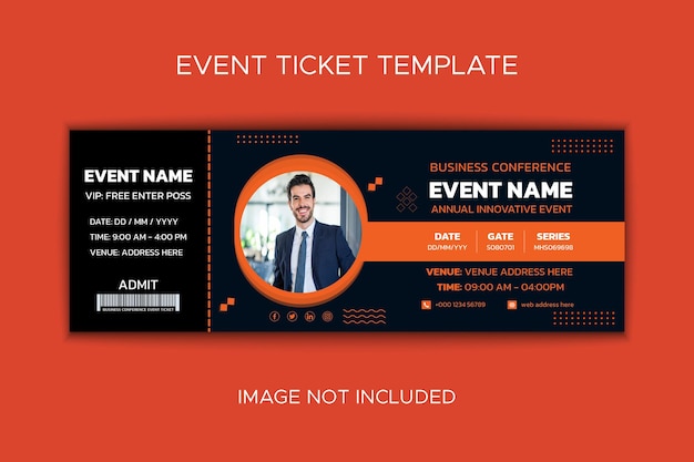 Event ticket for corporate business template