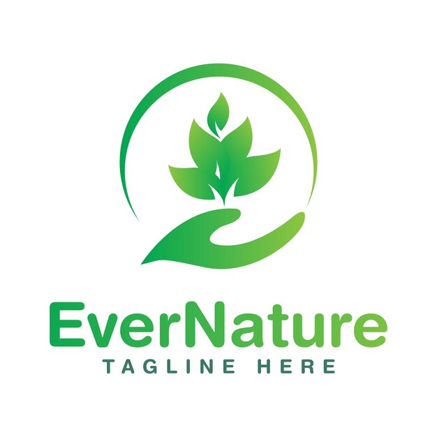 Ever Logo natuurontwerp vector natuur icoonontwerp met groene kleur