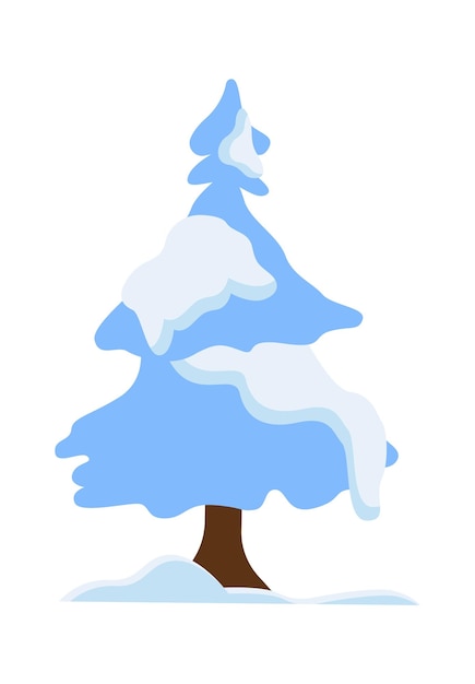 Evergreen ceder tree with snow flat icon Winter weather Landscape