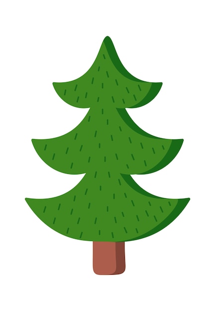 Vector evergreen christmas tree flat icon outdoor decor