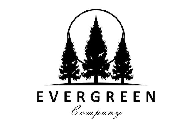 Vector evergreen company logo with a silhouette of trees
