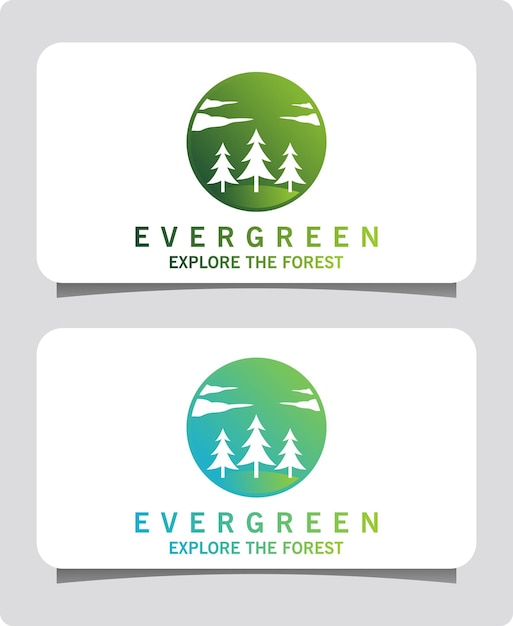 Evergreen Pines Spruce Cedar trees logo design