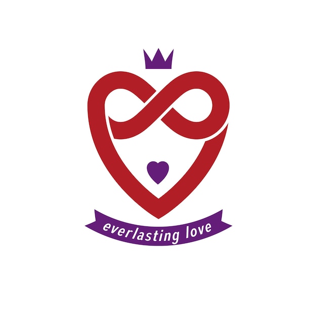 Everlasting Love concept, vector symbol created with infinity loop sign and heart.