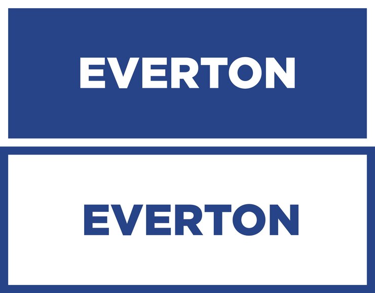 Vector everton 타이포그래피 파란색과 흰색 색상