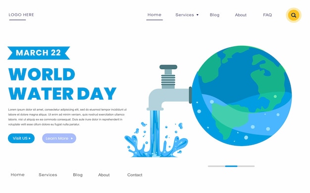 Vector every drop matters. saving water world water day landing page