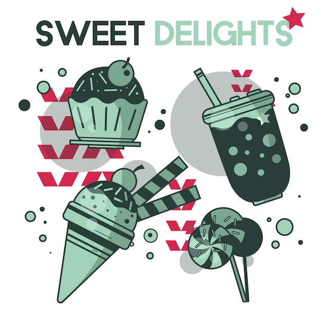 Vector everyday objects sweet delight