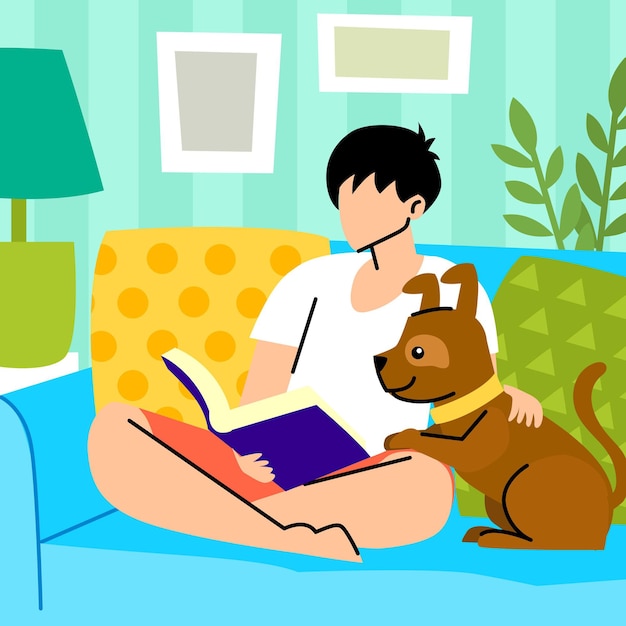 Everyday scenes with pets concept