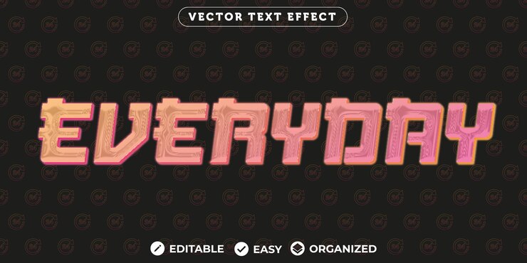 Vector everyday text effectfully editable font text effect