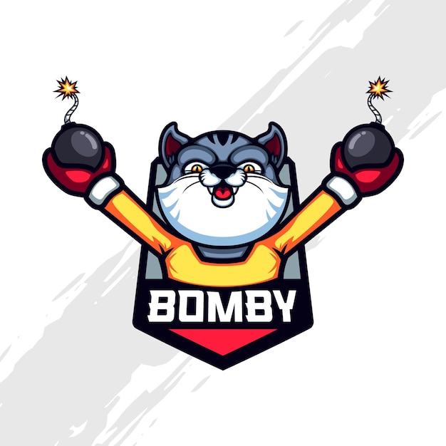 Vector evil cat bomber mascot logo