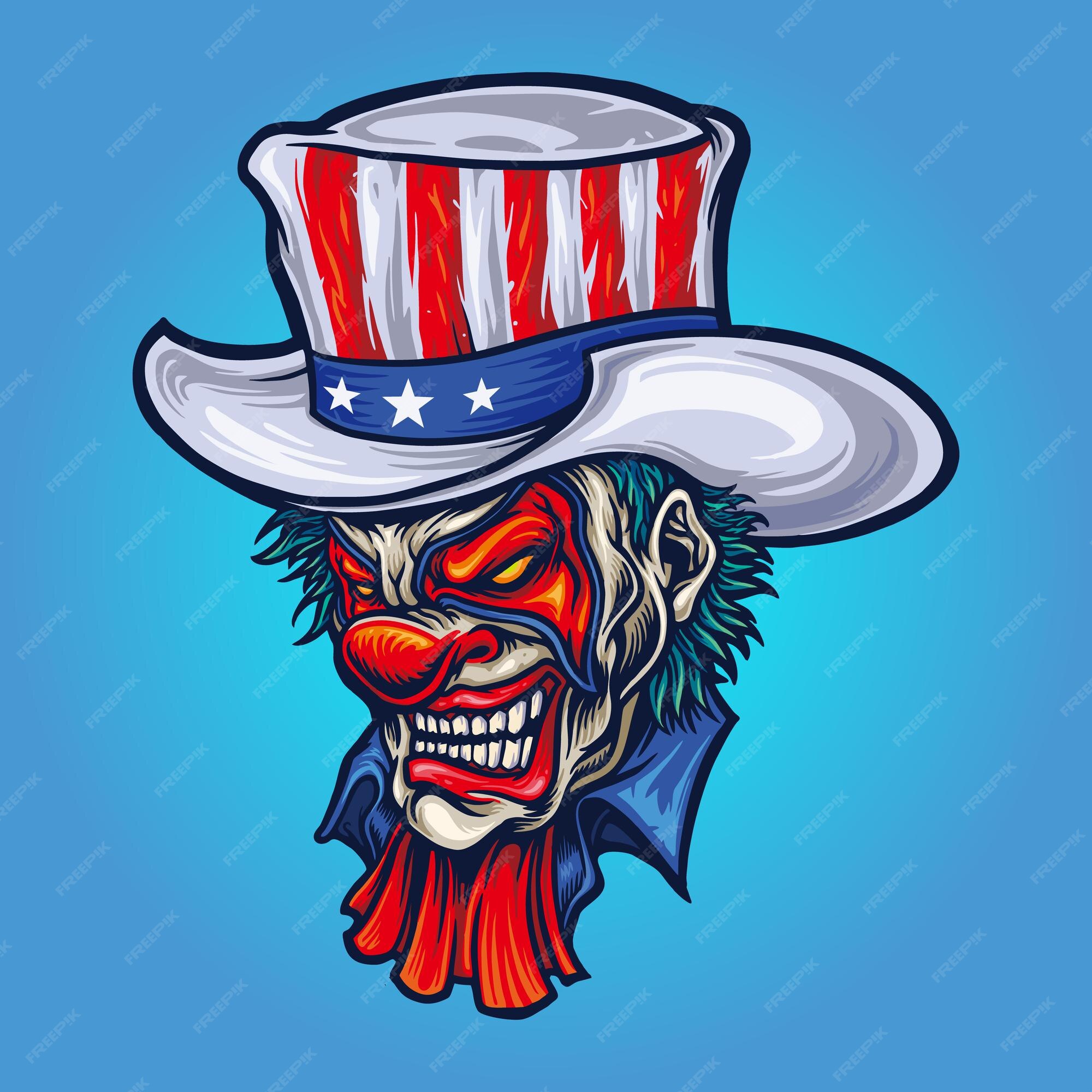 Premium Vector | Evil clown american hat halloween vector illustrations  your work logo mascot merchandise tshirt