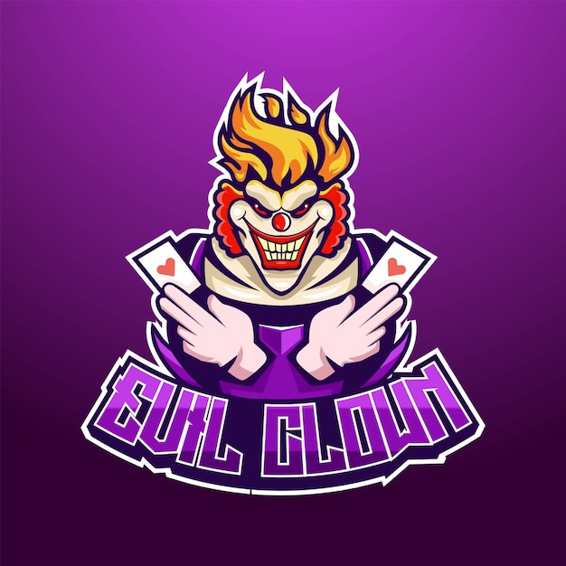 Evil clown Pro player esport gaming mascot logo template Premium Vector