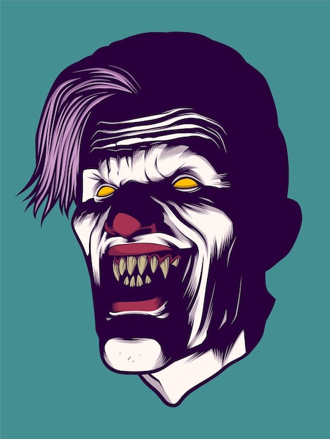 Vector evil clown showing his sharp teeth