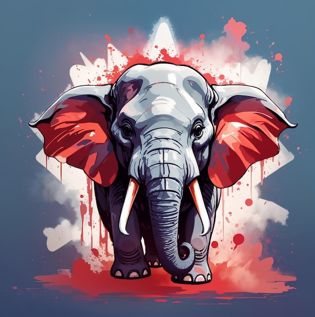 дизайн футболки злого слона