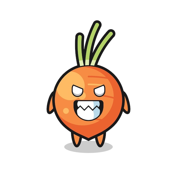 Evil expression of the carrot cute mascot character , cute style design for t shirt, sticker, logo element