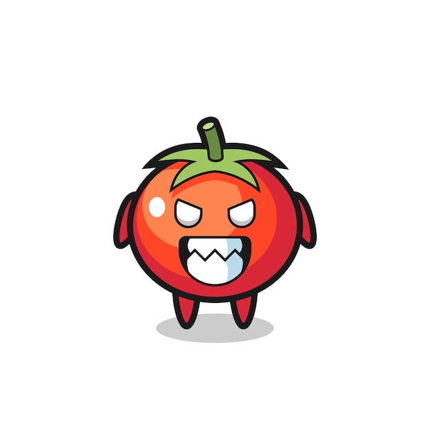 Evil expression of the tomatoes cute mascot character