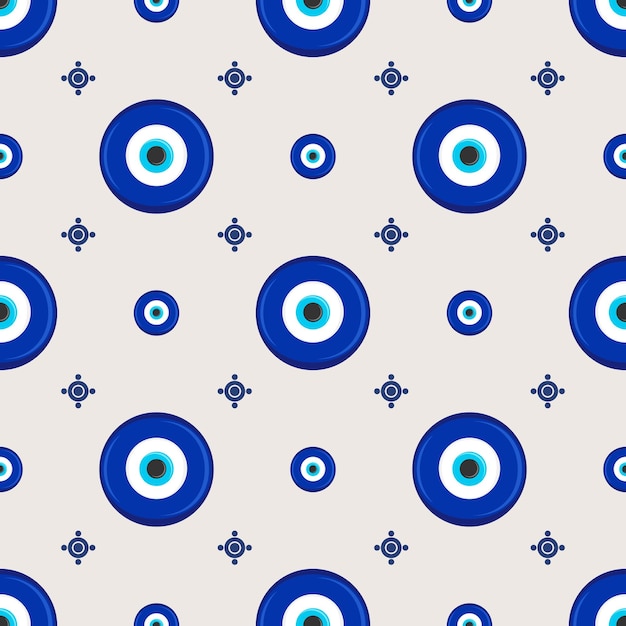 Vector evil eye ethnic pattern mystic greek blue amulet turkish traditional print symbol of protection