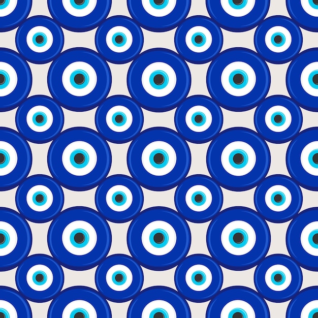 Evil eye ethnic pattern. Mystic greek blue amulet. Turkish traditional print. Symbol of protection.