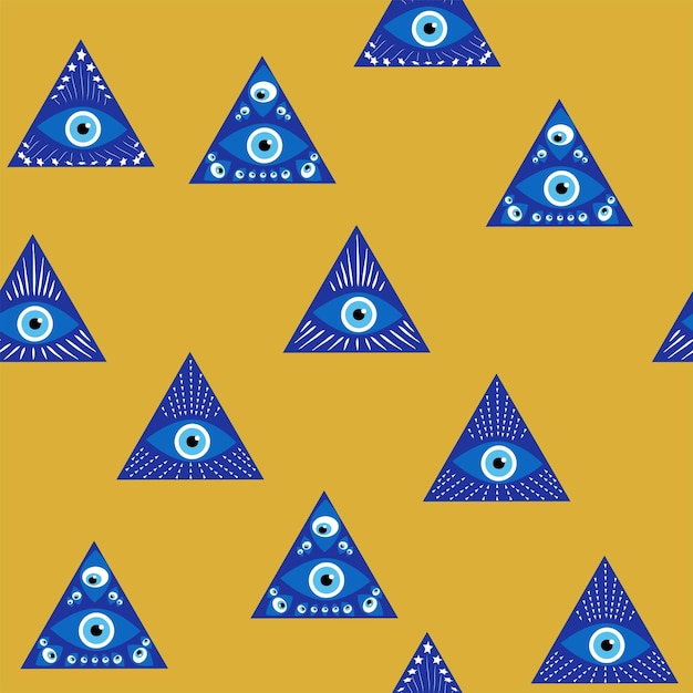 Vector evil eye magic seamless pattern symbol of protection turkish souvenir