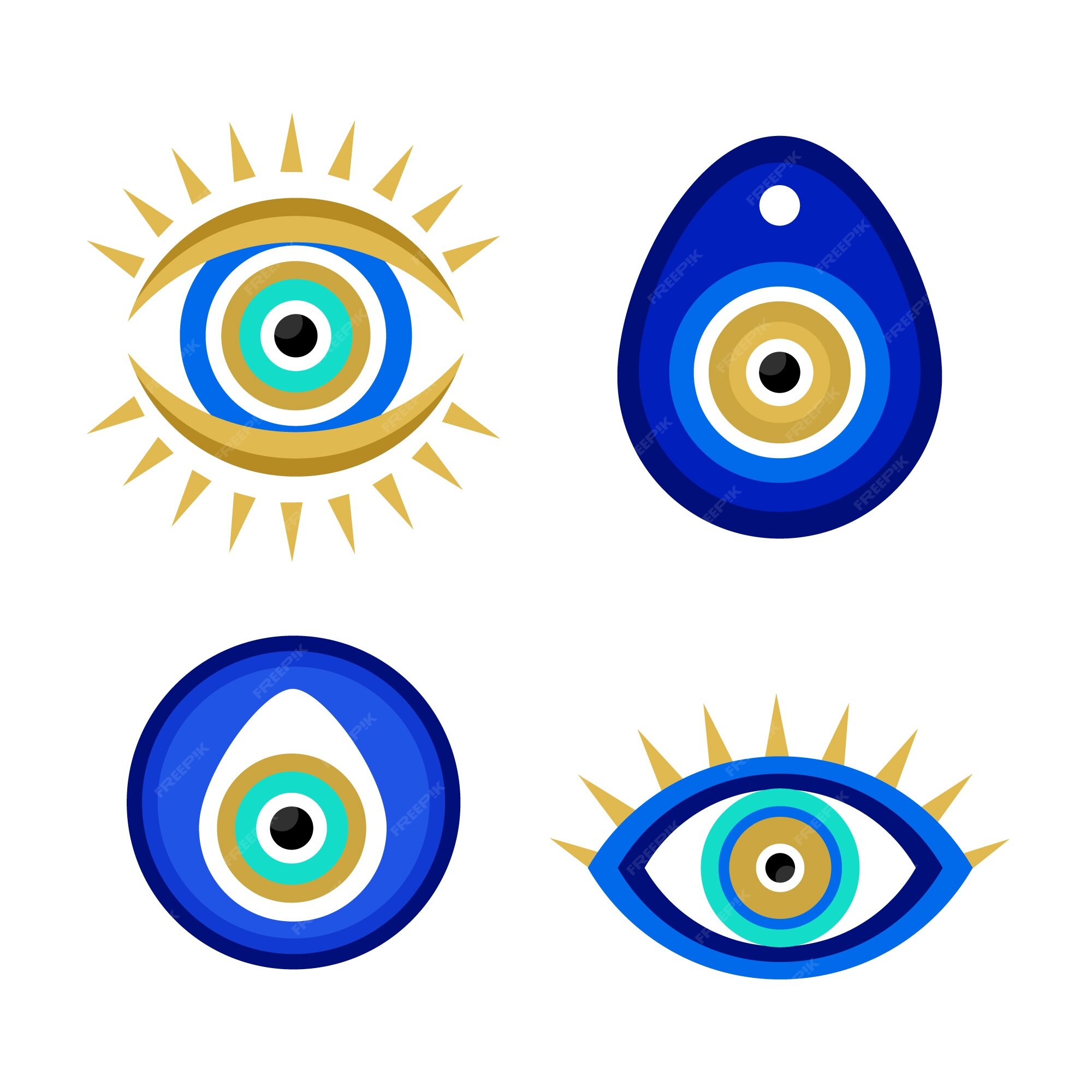 Premium Vector  Evil eye set with different color in pixel art style