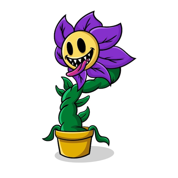 Vector evil flower cartoon