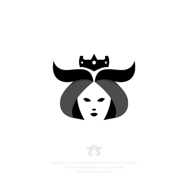 Evil girl face logo with style negative space suitable for many creative business orientation