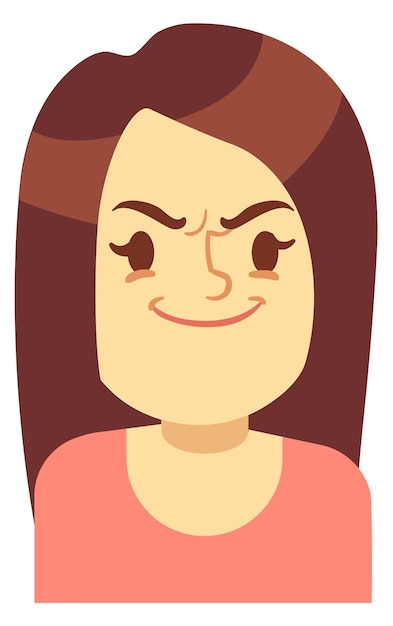 Vector evil grin female face expression woman portrait