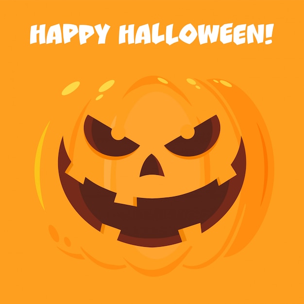 Evil halloween pumpkin cartoon emoji face character