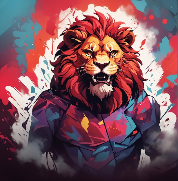 дизайн футболки со злым львом