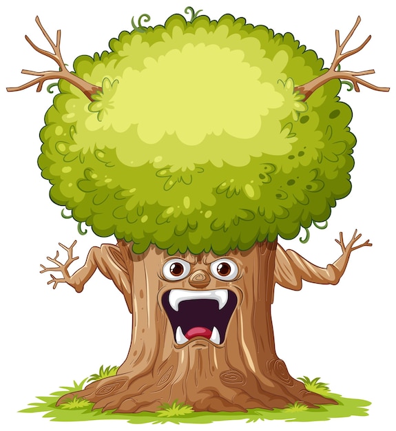 Vector an evil monster tree cartoon