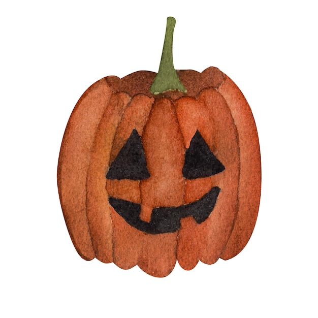 Evil pumpkin Halloween watercolor element