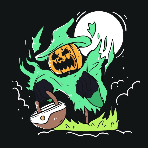 Vector evil pumpkin illustration