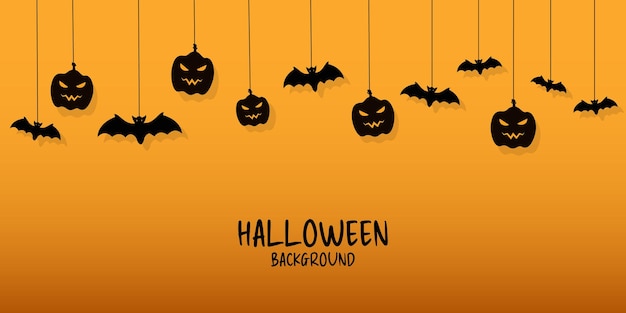 Evil pumpkins and bats halloween concept background