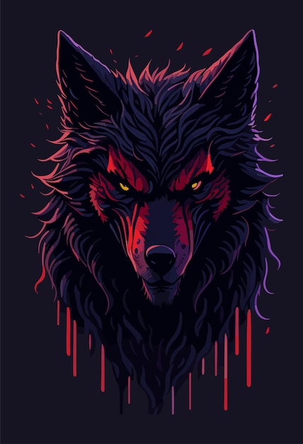 Evil Wolf of Magic Gedetailleerde gezichtsillustratie in Studio Ghibli-stijl